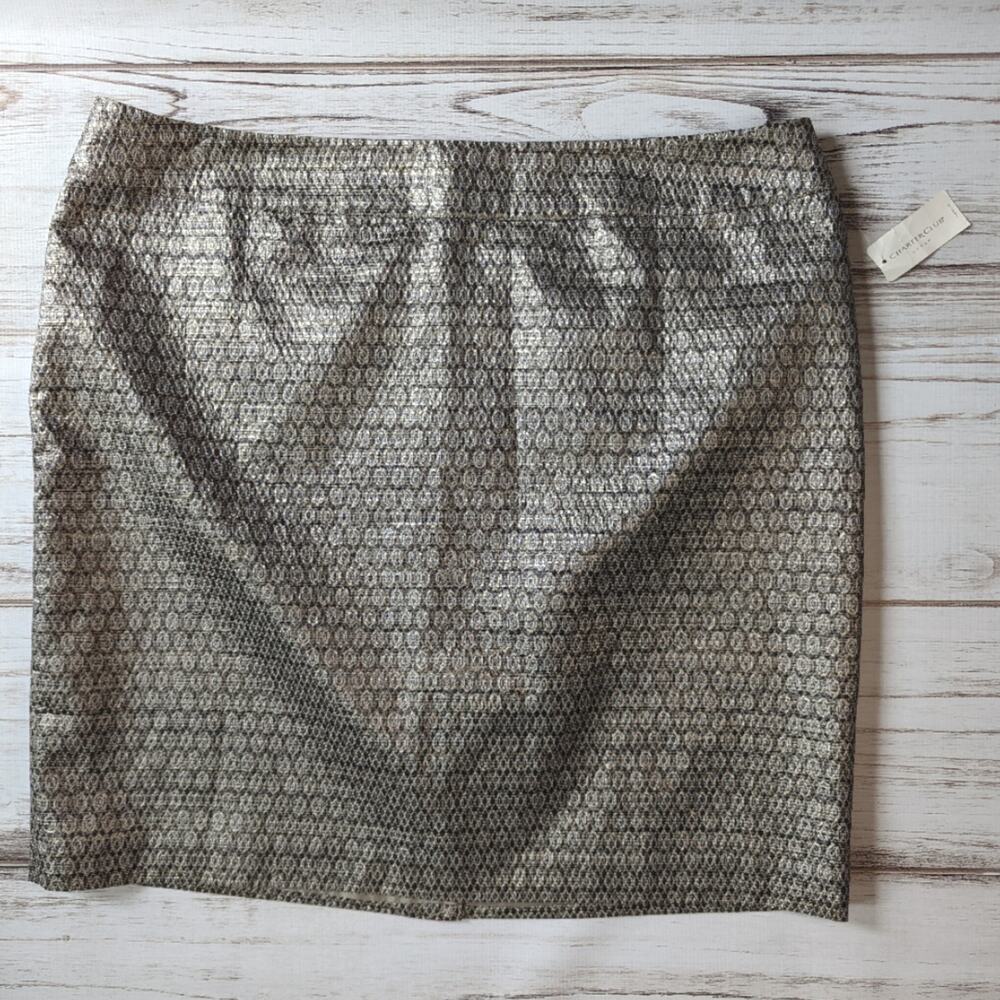 Charter Club Jacquard Metallic Skirt sz 24 W New with Tag